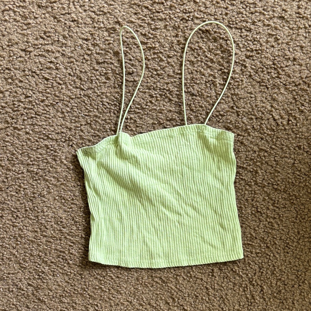 H&M Light Green Ribbed Spaghetti Strap Tank